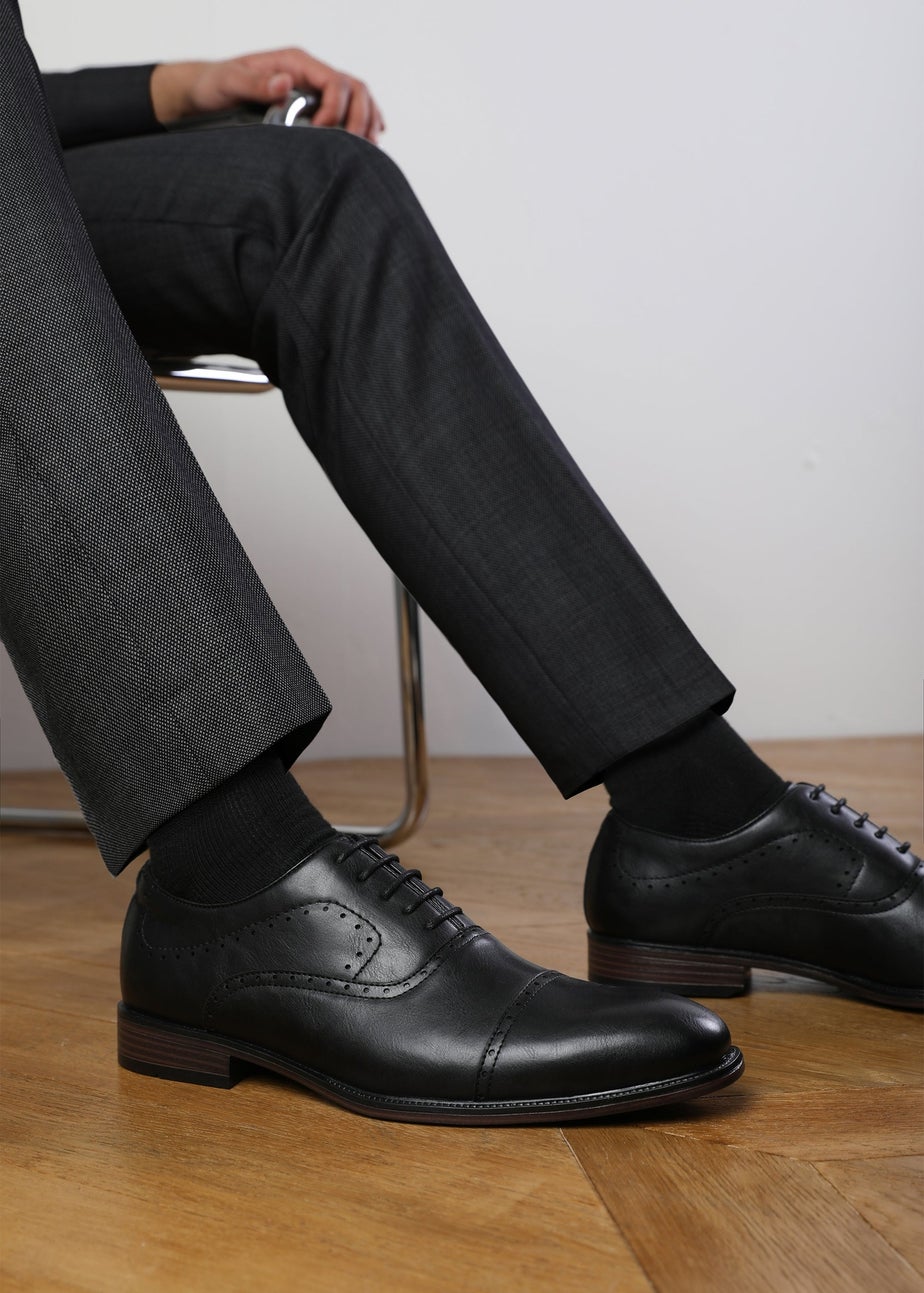 Where's That From Black PU Michael Textured Oxford Lace Up Work Dress Shoes