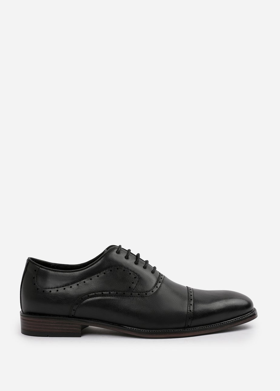 Where's That From Black PU Michael Textured Oxford Lace Up Work Dress Shoes