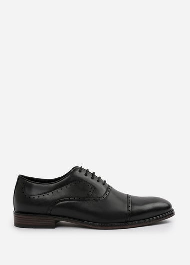 Where's That From Black PU Michael Textured Oxford Lace Up Work Dress Shoes