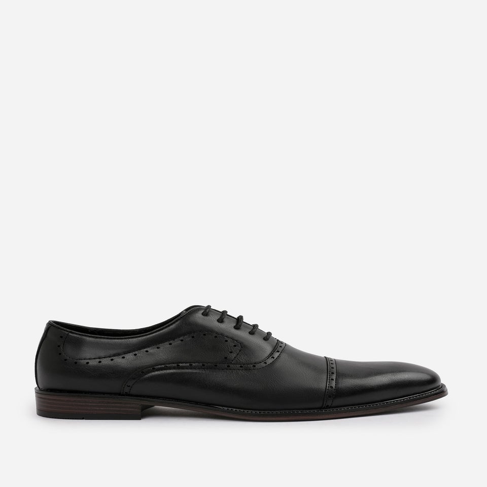 Where's That From Black PU Michael Textured Oxford Lace Up Work Dress Shoes