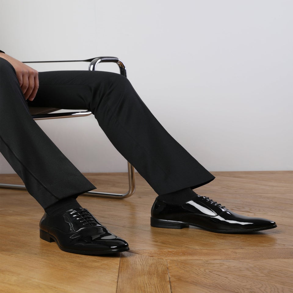 Where's That From Black Patent Nick Oxford Lace Up Work Dress Shoes