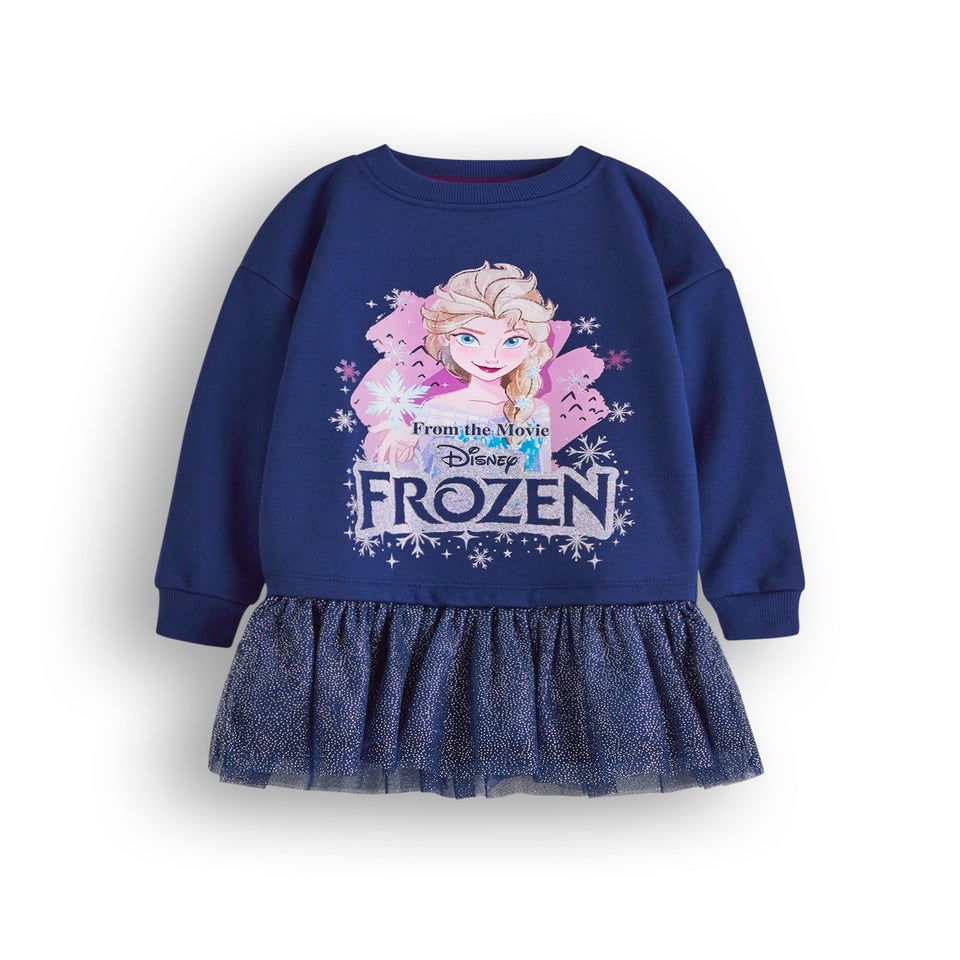 Disney Frozen Front Print Blue Dress (2-8 Years)