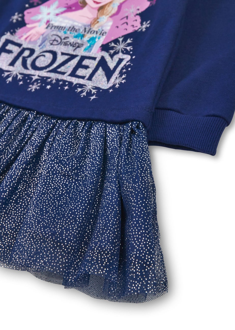 Disney Frozen Front Print Blue Dress (2-8 Years)