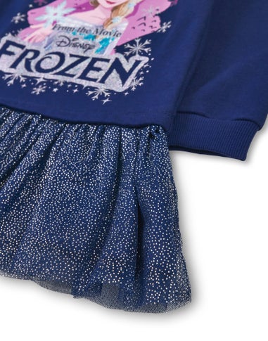Vanilla Underground Disney Frozen Front Print Blue Dress (2-8 Years)