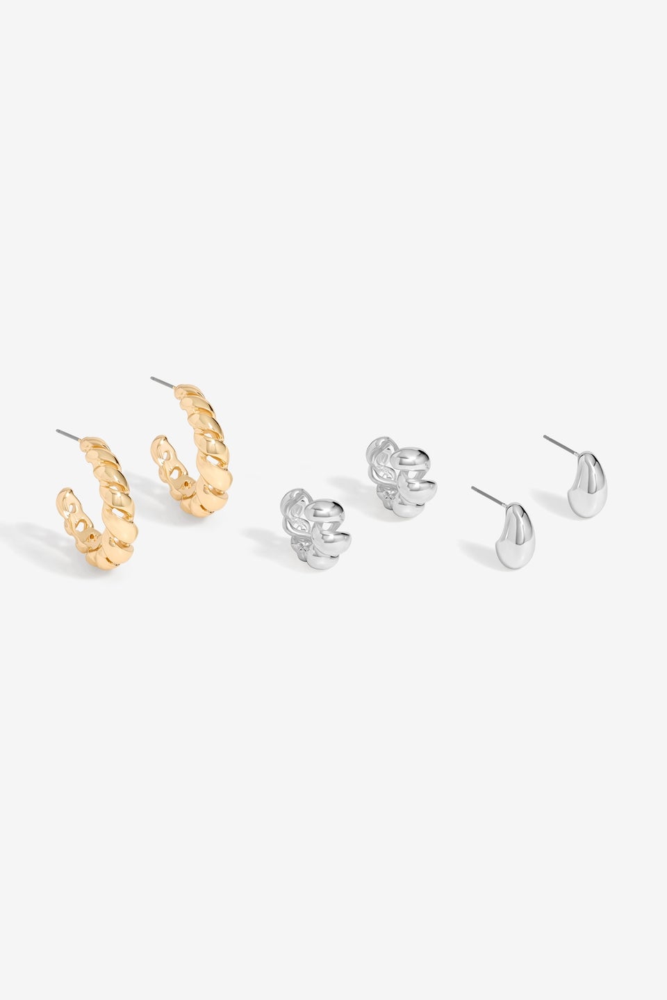 Mood Two Tone Polished Twist Hoop Earrings Pack Of 3