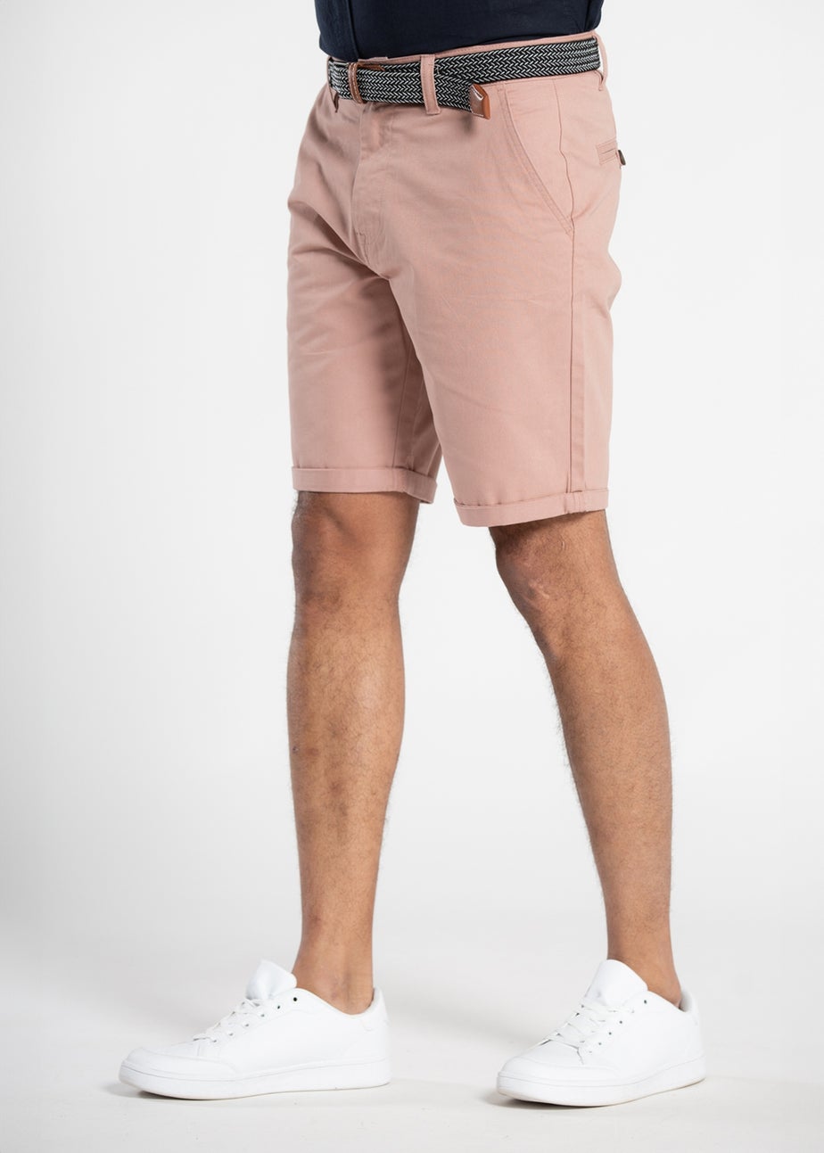 Tokyo Laundry Pink Cotton Belted Chino Shorts