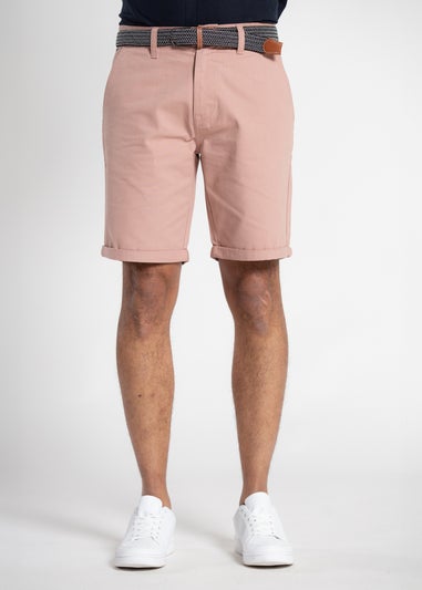 Tokyo Laundry Pink Cotton Belted Chino Shorts