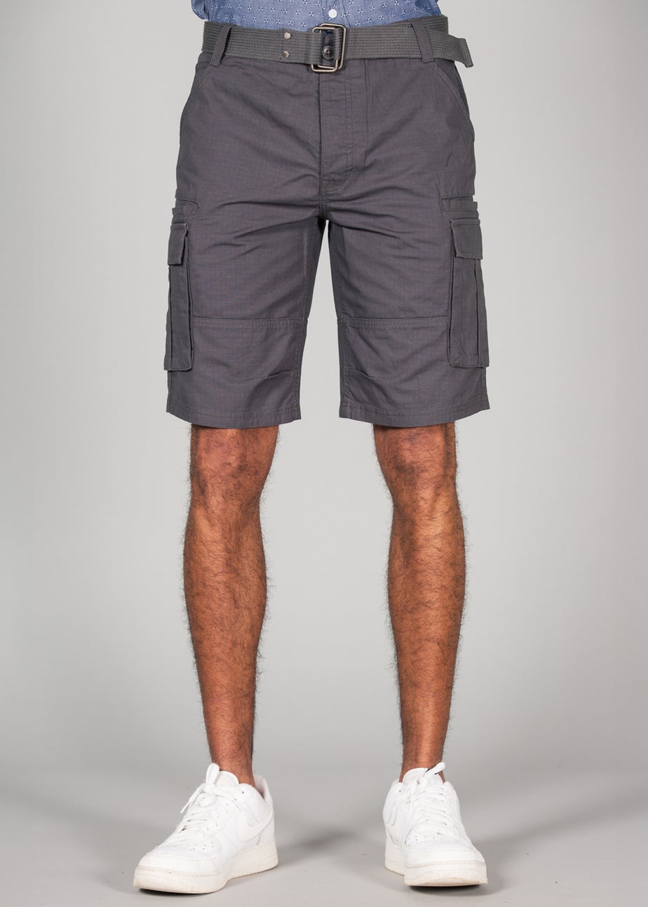 Tokyo Laundry Grey Cotton Ripstop Cargo Shorts