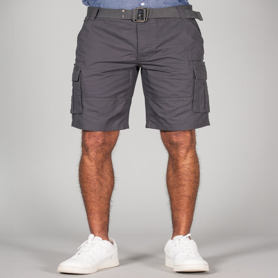 Tokyo Laundry Grey Cotton Ripstop Cargo Shorts
