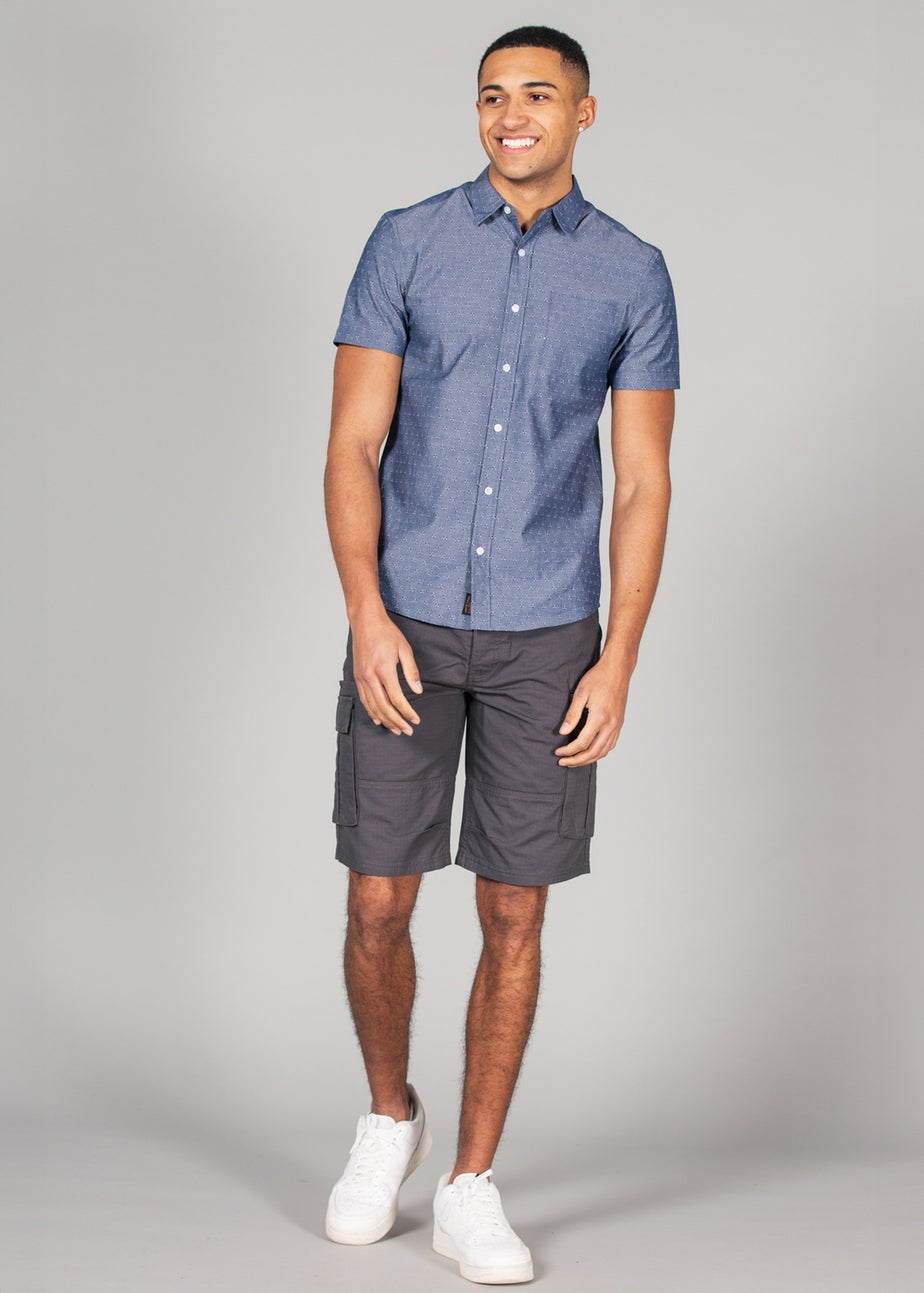 Tokyo Laundry Grey Cotton Ripstop Cargo Shorts