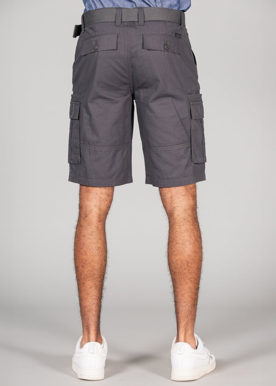 Tokyo Laundry Grey Cotton Ripstop Cargo Shorts