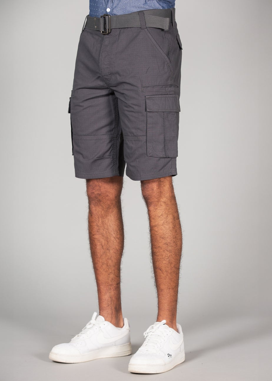 Tokyo Laundry Grey Cotton Ripstop Cargo Shorts