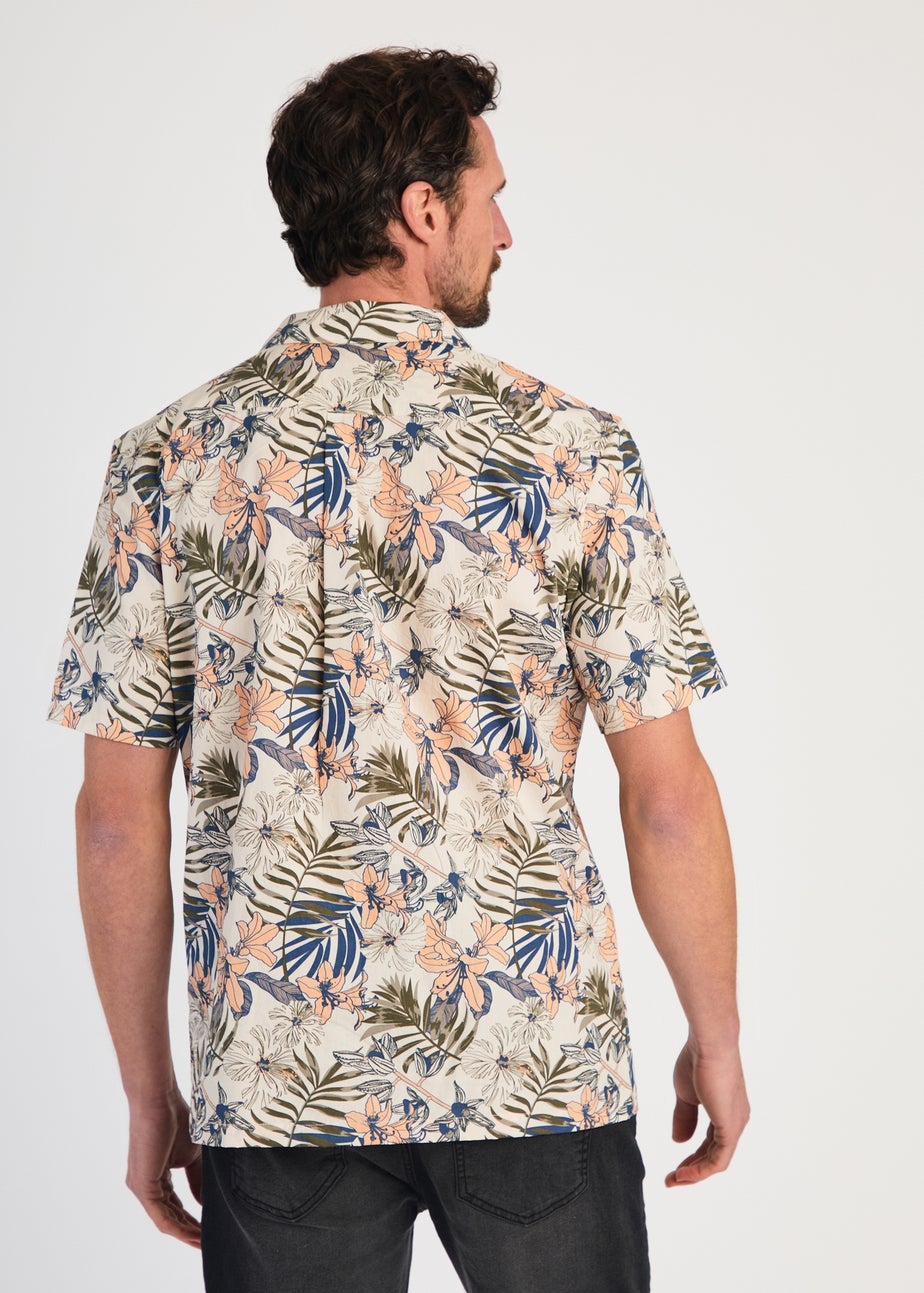 Tokyo Laundry Cream Cotton Printed Poplin Short Sleeve Shirt