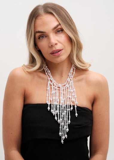 Mood Gold Pearl Cascade Statement Necklace