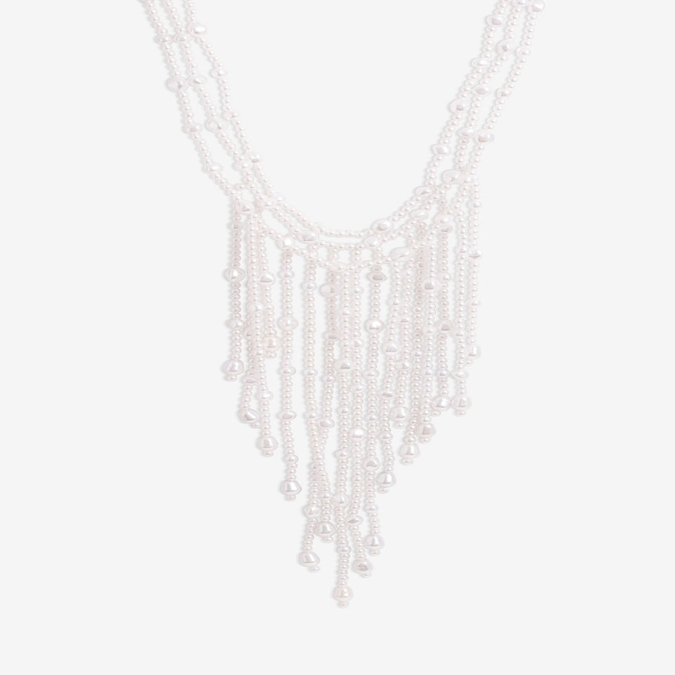 Mood Gold Pearl Cascade Statement Necklace