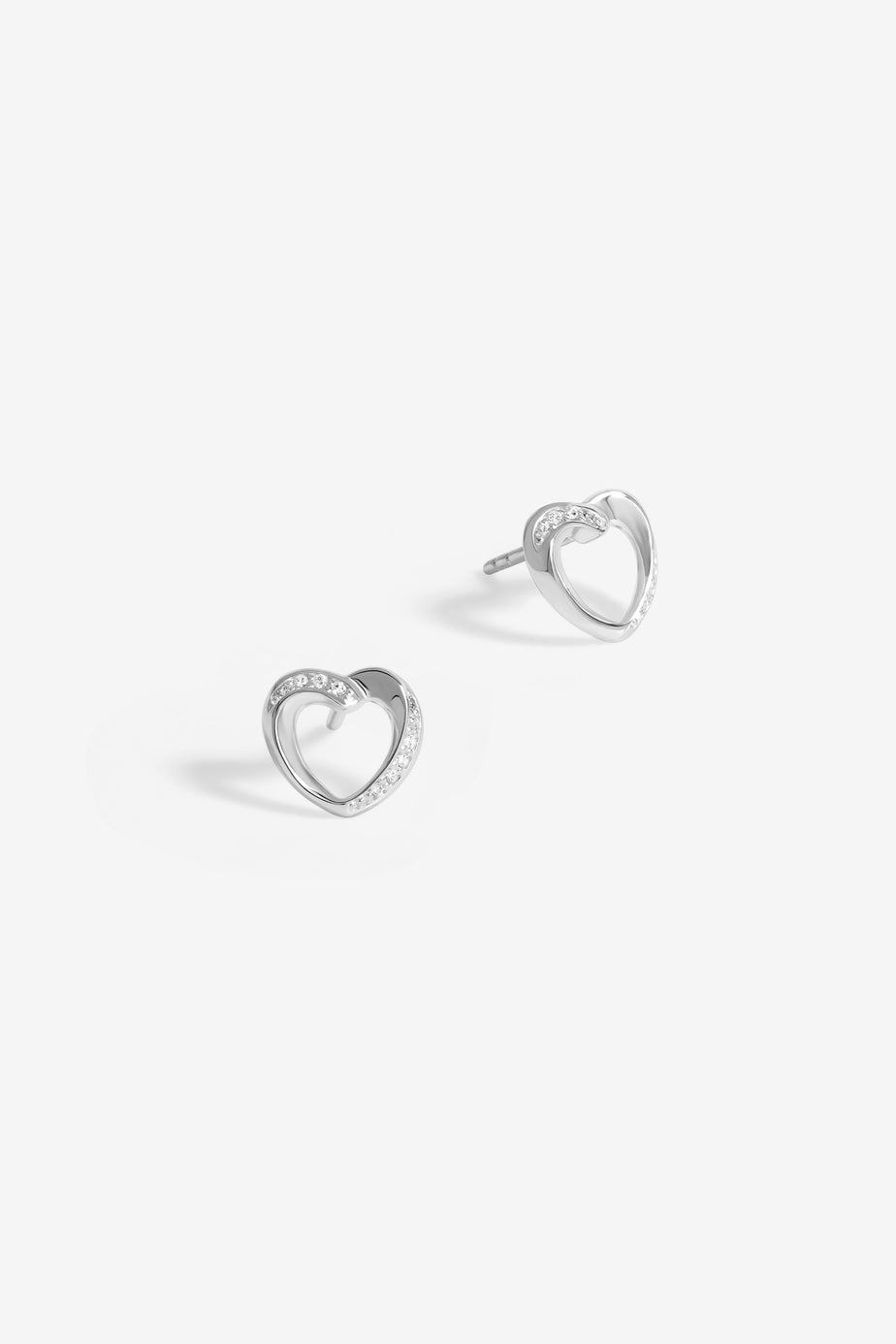 Simply Silver Sterling Silver 925 Cubic Zirconia Twisted Heart Stud Earrings