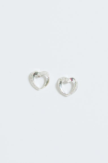Simply Silver Sterling Silver 925 Cubic Zirconia Twisted Heart Stud Earrings