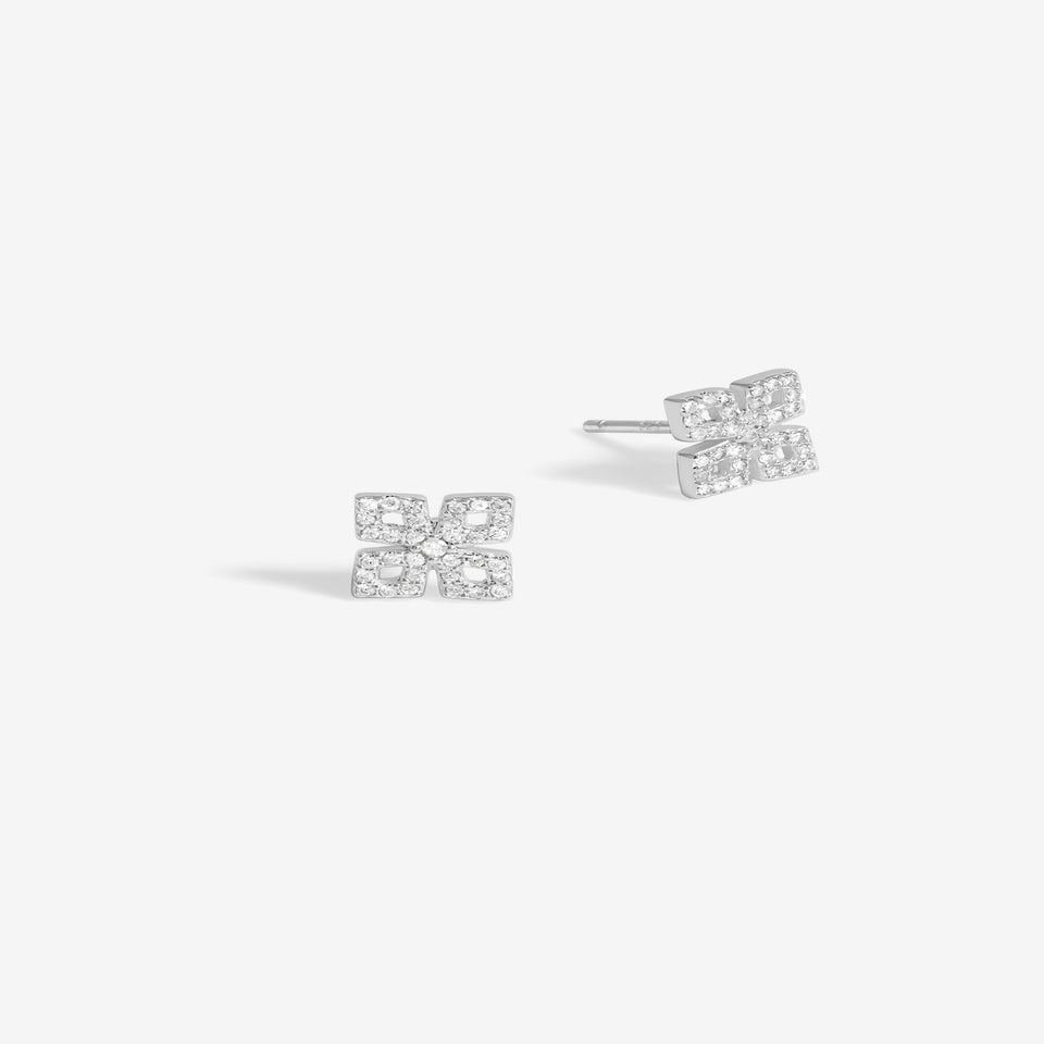 Simply Silver Sterling Silver 925 Cubic Zirconia Floral Stud Earrings