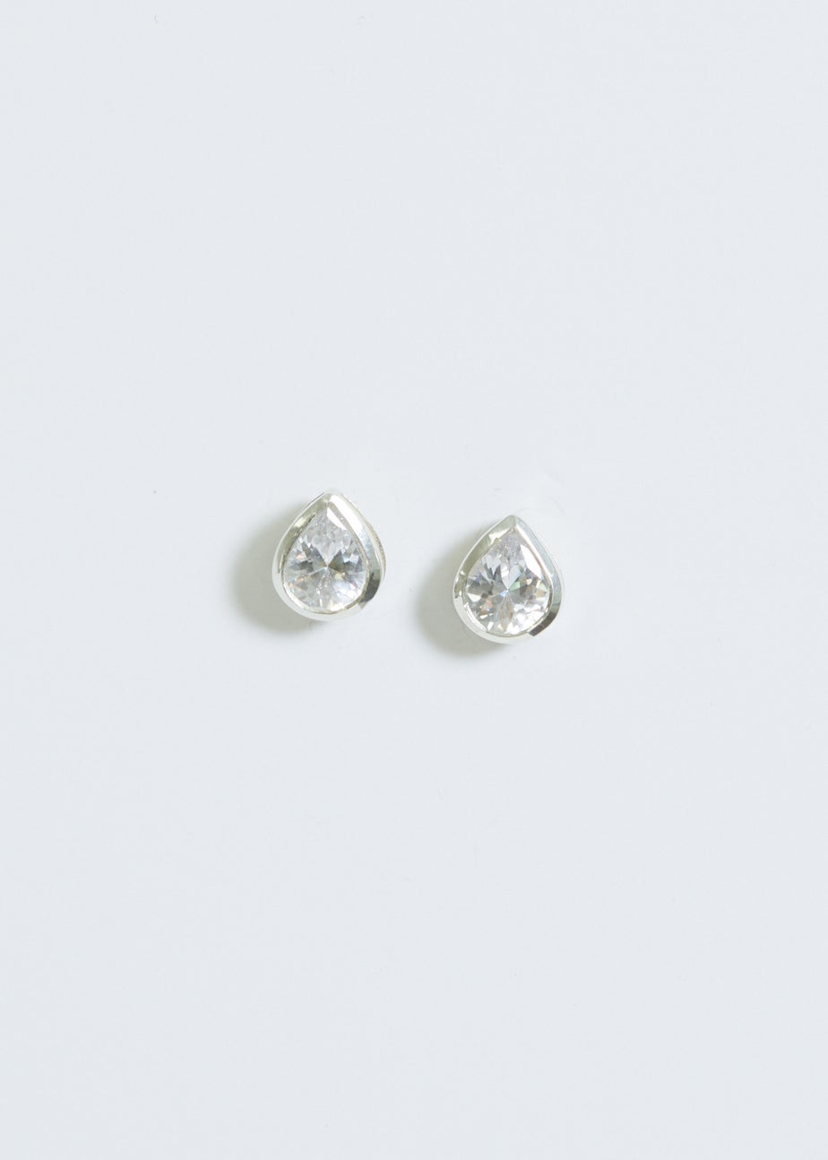 Simply Silver Sterling Silver 925 Cubic Zirconia Large Pear Drop Stud Earrings