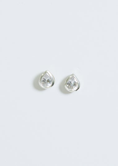 Simply Silver Sterling Silver 925 Cubic Zirconia Large Pear Drop Stud Earrings