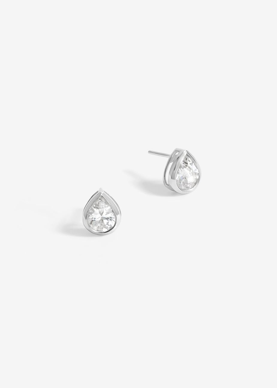 Simply Silver Sterling Silver 925 Cubic Zirconia Large Pear Drop Stud Earrings