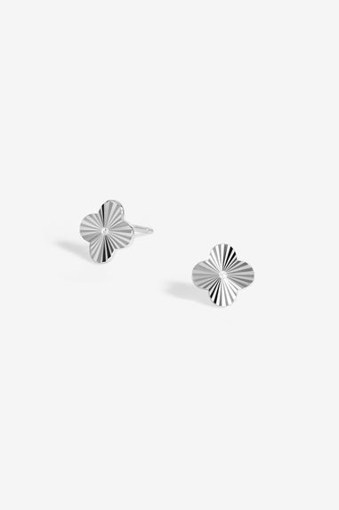 Simply Silver Sterling Silver 925 Diamond Cut Clover Stud Earrings