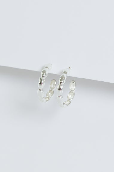 Simply Silver Sterling Silver 925 Polished Pebble Hoop Earrings