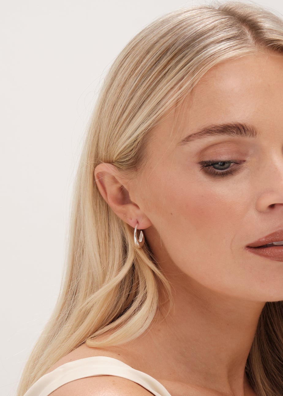 Simply Silver Sterling Silver 925 Polished Curved Hoop Earrings