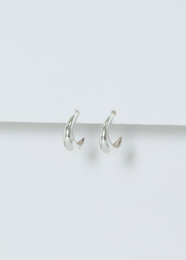 Simply Silver Sterling Silver 925 Polished Curved Hoop Earrings