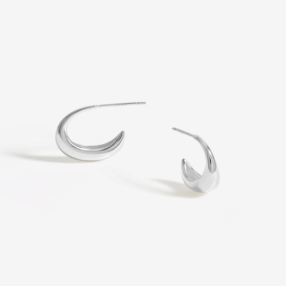 Simply Silver Sterling Silver 925 Polished Curved Hoop Earrings