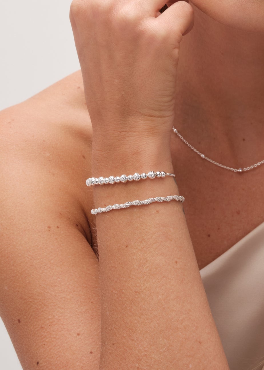 Simply Silver Sterling Silver 925 Textured Twist Rope Chain