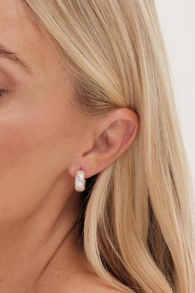 Simply Silver Sterling Silver 925 Polished Snake Textured Hoop Earrings