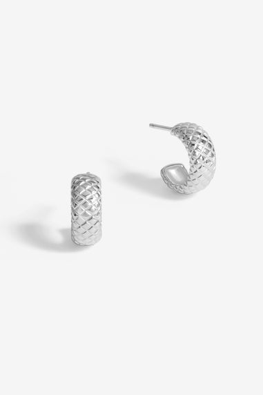 Simply Silver Sterling Silver 925 Polished Snake Textured Hoop Earrings