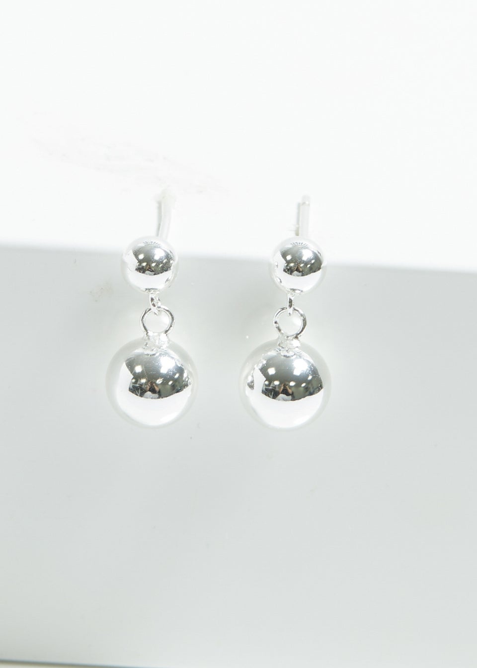Simply Silver Sterling Silver 925 Polished Orb Double Drop Stud Earrings