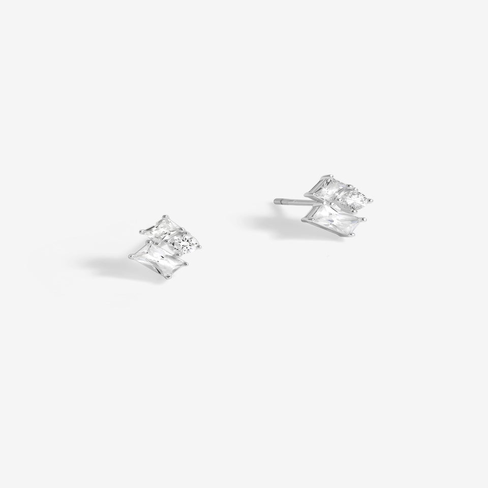 Simply Silver Sterling Silver 925 Cubic Zirconia Scattered Stone Stud Earrings