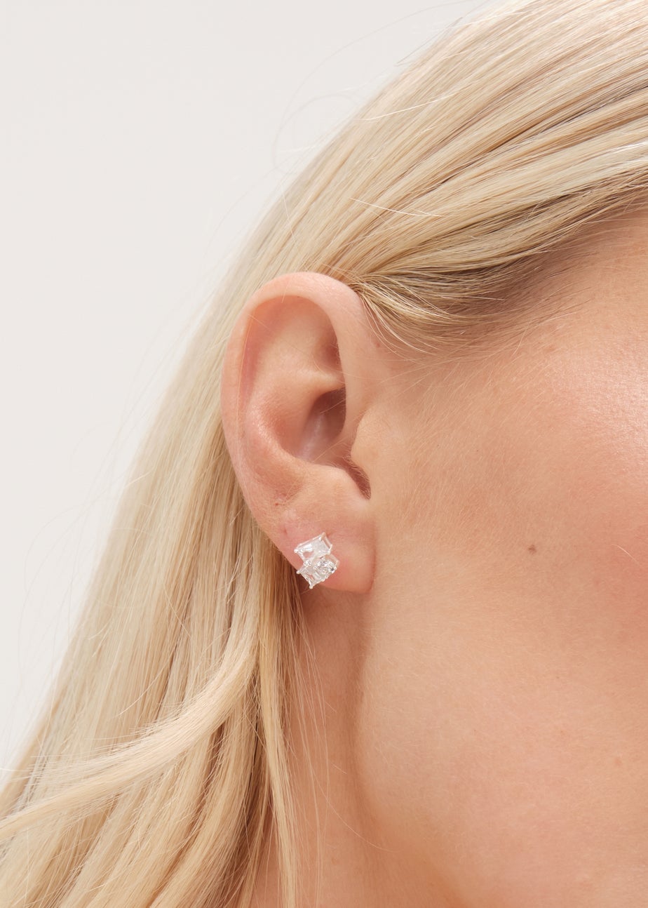 Simply Silver Sterling Silver 925 Cubic Zirconia Scattered Stone Stud Earrings