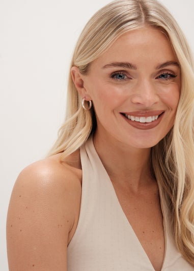 Simply Silver Sterling Silver 925 Polished Diamond Cut Mini Hoop Earrings