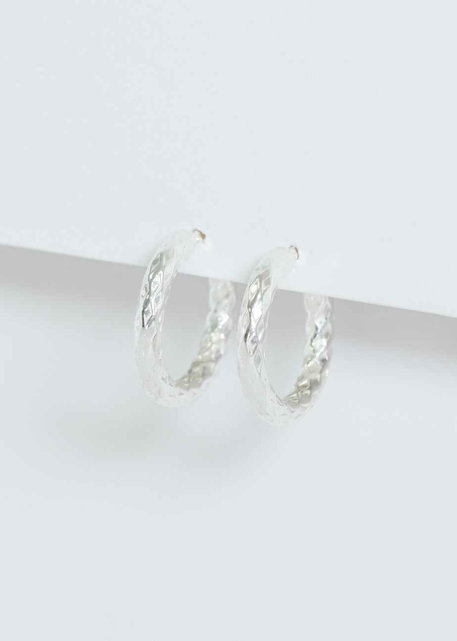 Simply Silver Sterling Silver 925 Polished Diamond Cut Mini Hoop Earrings
