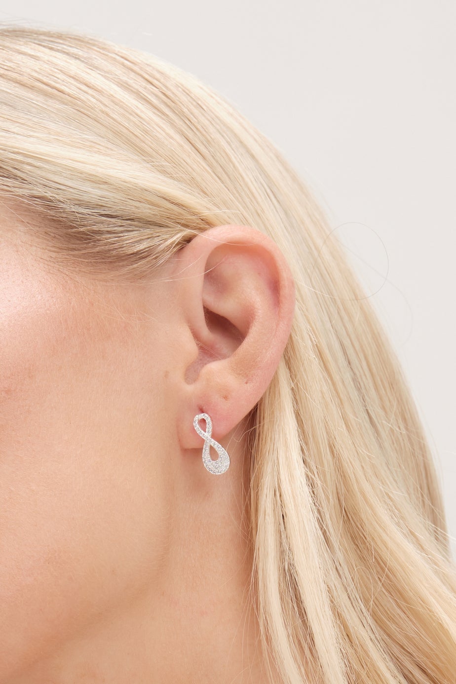 Simply Silver Sterling Silver 925 Cubic Zirconia Infinity Stud Earrings