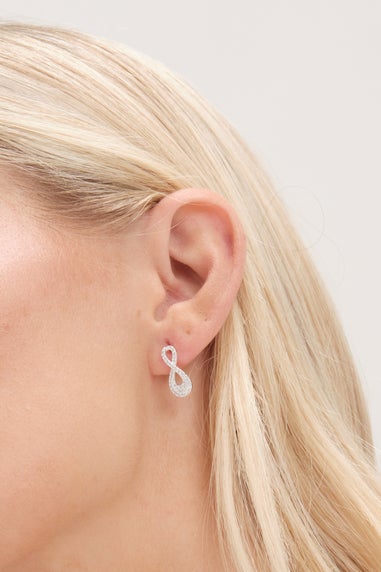 Simply Silver Sterling Silver 925 Cubic Zirconia Infinity Stud Earrings