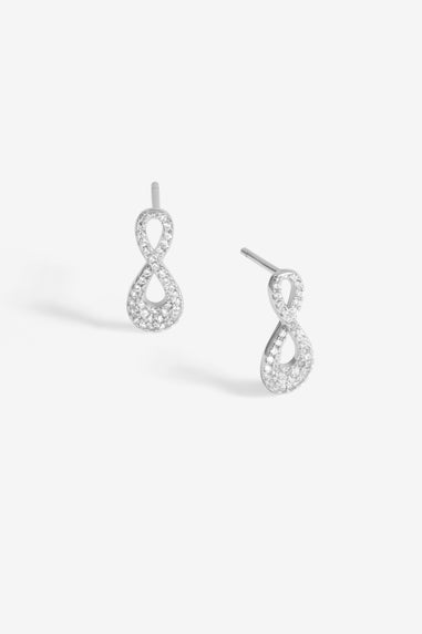 Simply Silver Sterling Silver 925 Cubic Zirconia Infinity Stud Earrings