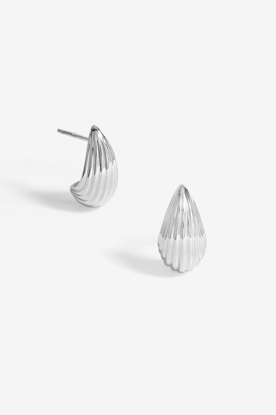 Simply Silver Sterling Silver 925 Polished Ridged Dome Hoop Earrings