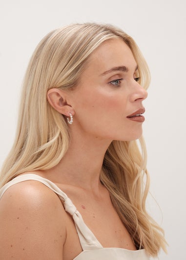 Simply Silver Sterling Silver 925 Polished & Beaded Hoop Earrings