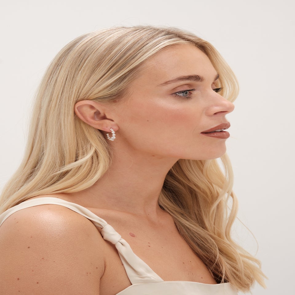 Simply Silver Sterling Silver 925 Polished & Beaded Hoop Earrings