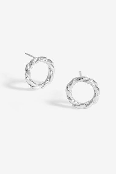Simply Silver Sterling Silver 925 Polished Twisted Wreath Stud Earrings