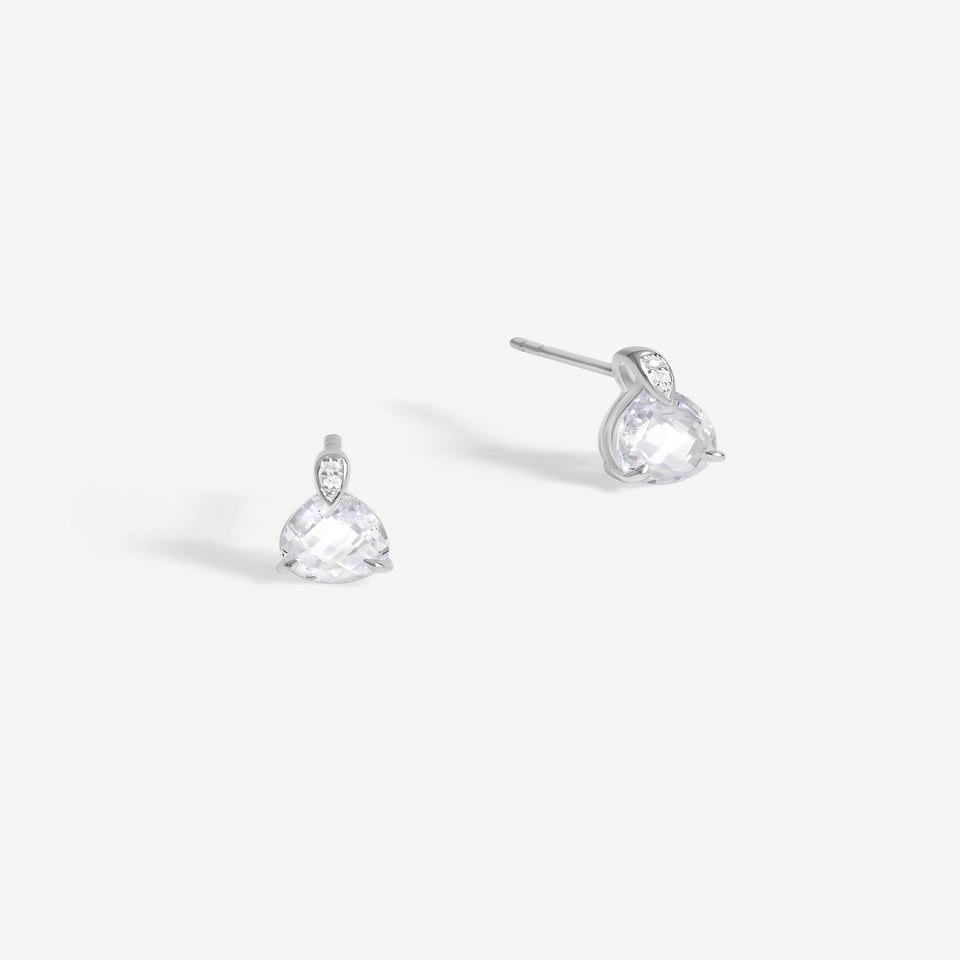 Simply Silver Sterling Silver 925 Cubic Zirconia & Pave Pear Drop Stud Earrings