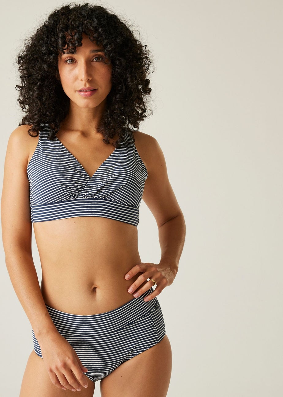 Regatta Navy Seeksucker Stripe Paloma Quick Dry Bikini Top