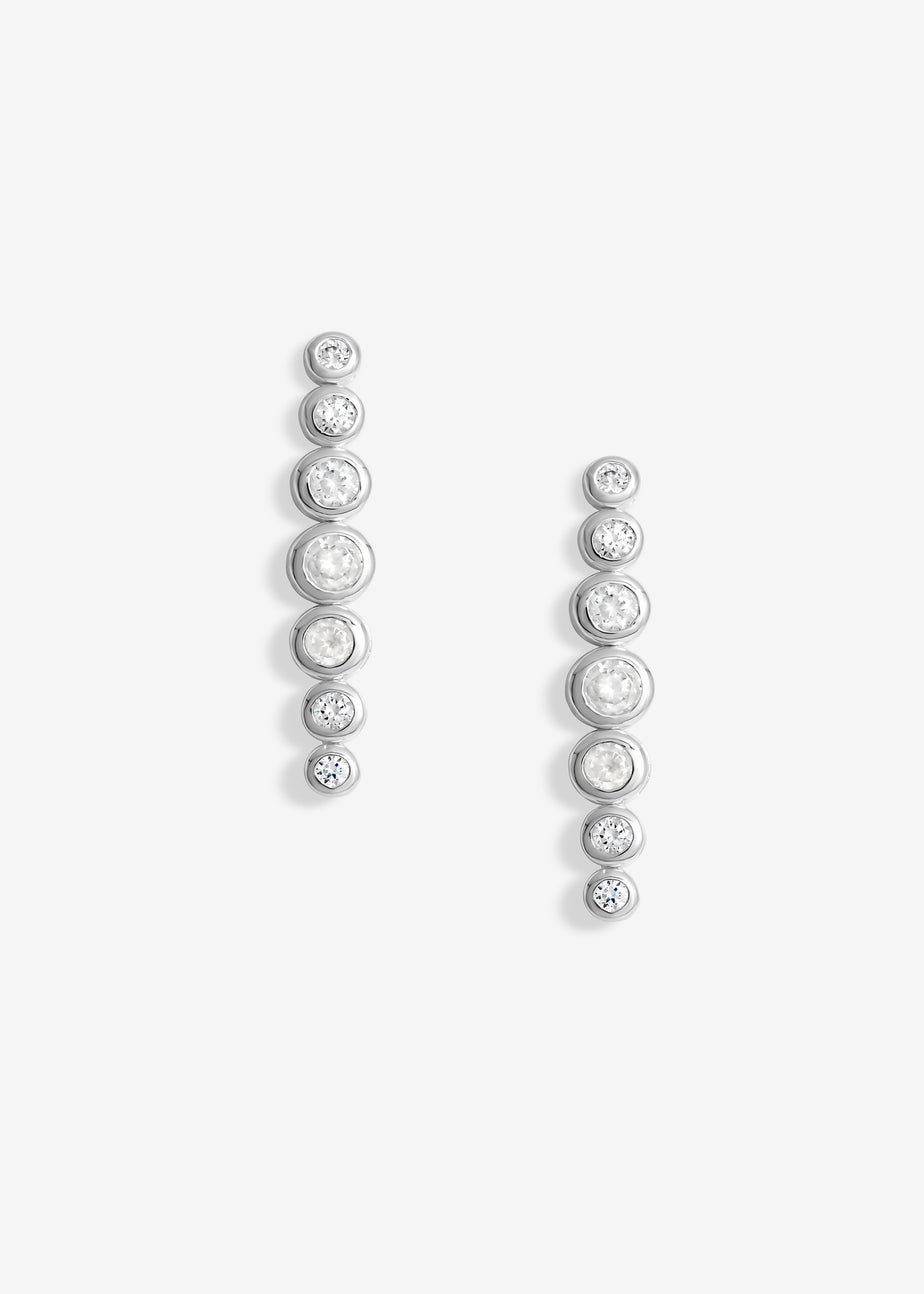 Simply Silver Sterling Silver 925 Cubic Zirconia Graduated Tennis Drop Earrings