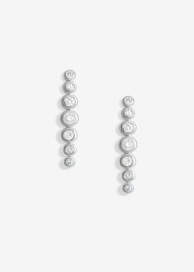 Simply Silver Sterling Silver 925 Cubic Zirconia Graduated Tennis Drop Earrings