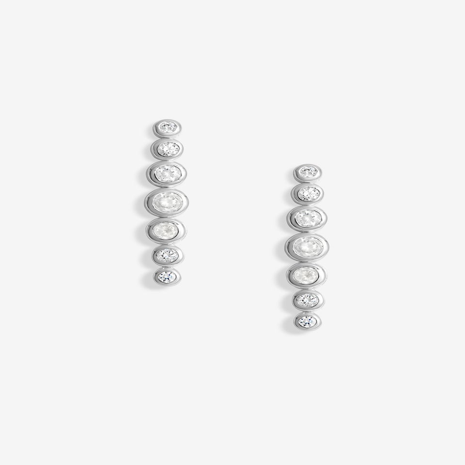 Simply Silver Sterling Silver 925 Cubic Zirconia Graduated Tennis Drop Earrings